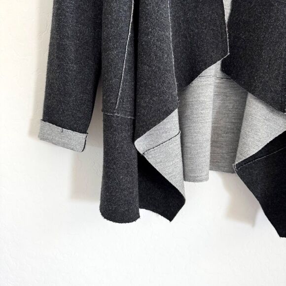 Eileen Fisher Felted Merino Wool Shaped Jacket Charcoal Gray L - Picture 9 of 14